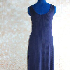 Lynne's Navy Ribbed Maxi W/ Hi-Low Hemline Dress Lace-Up Back Juniors Size L